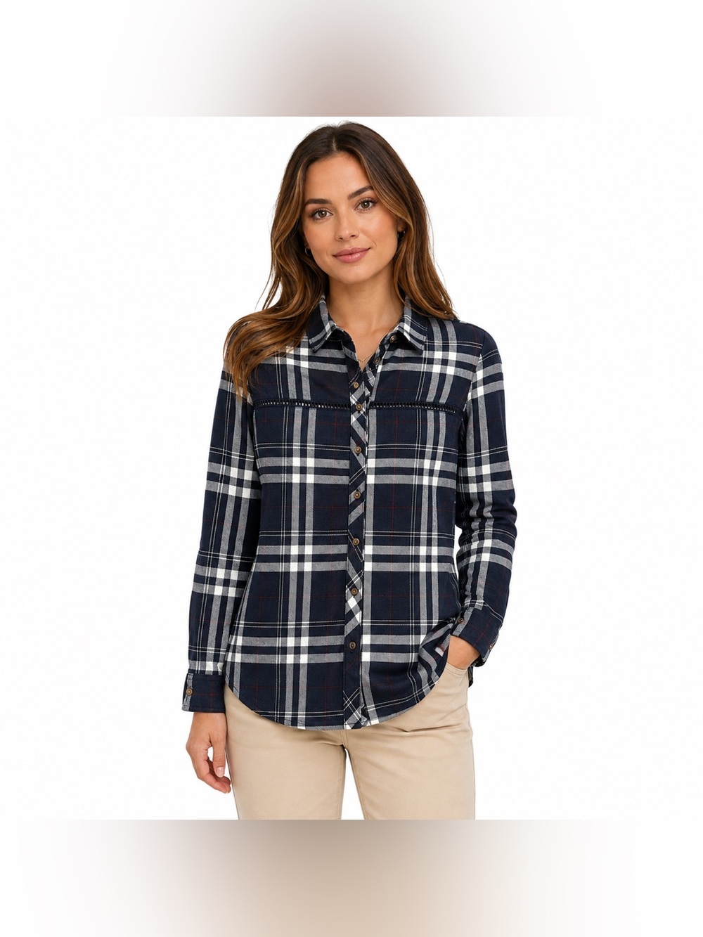 Polly & Esther Plaid Button Down Shirt Medium NWT Retro Preppy Dark Academia